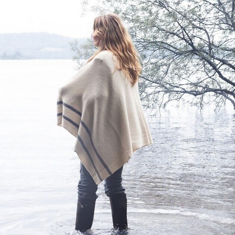 Alpaca Twin Stripe Throw in Ivory by Samantha Holmes Alpaca