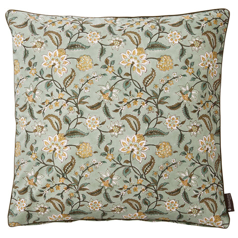 'Divya Sage' Hand Block Printed Cotton Cushion by Bungalow of Denmark