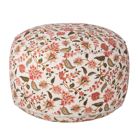 Hand Block Printed 'Divya Melon' Cotton Pouf Cushion by Bungalow of Denmark