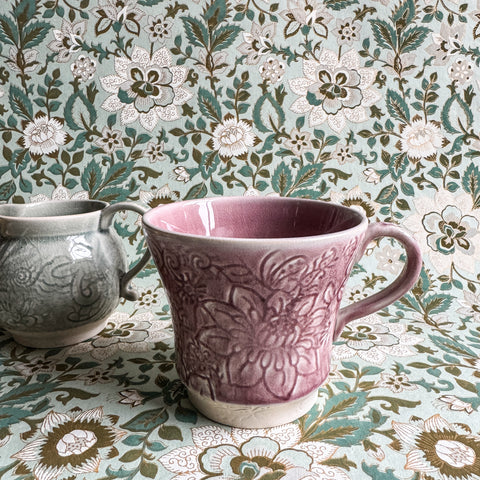 Arabesque 'Tea Mug' glazed in 'Rose' by Sthal of Sweden