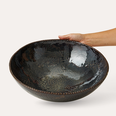 Arabesque Serving 'Big Bowl' glazed in 'Fig' by Sthal of Sweden