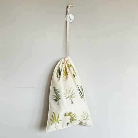 Laura Stoddart 'Fabulous Ferns' Cotton Drawstring Medium Bag