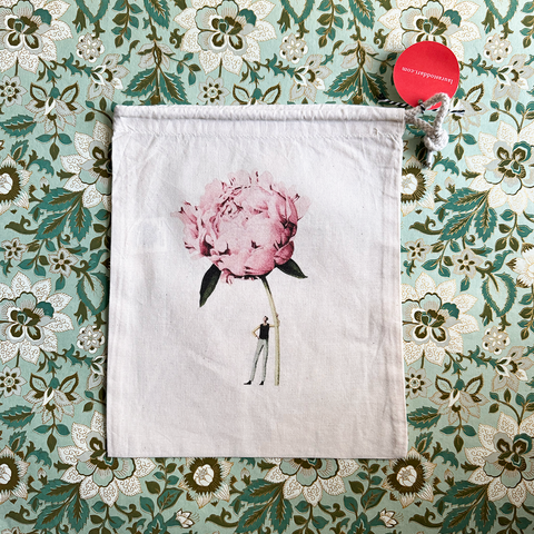 Laura Stoddart 'Peony' Cotton Drawstring Small Bag IBP11