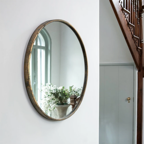 Round Mirror Antique Brass by Grand Illusions of Dorset