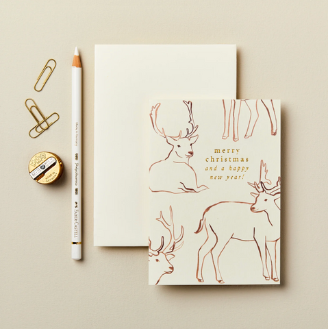 Greeting Card 'Merry Christmas and a Happy New Year Reindeer' by Wanderlust