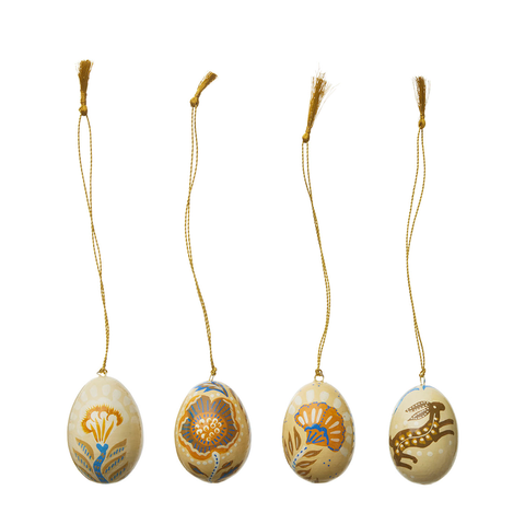 Set of 4 Papier Mache Egg in Anila Cream by Bungalow