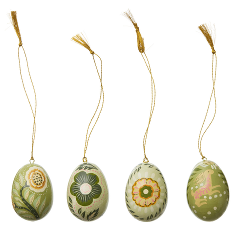 Set of 4 Papier Mache Egg in Anila Ivy by Bungalow