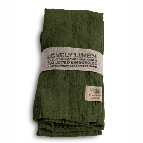 Set of Four 'Jeep Green' 100% Linen Napkins by Lovely Linen