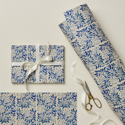 Wrapping Paper 'Blue Flora' by Wanderlust