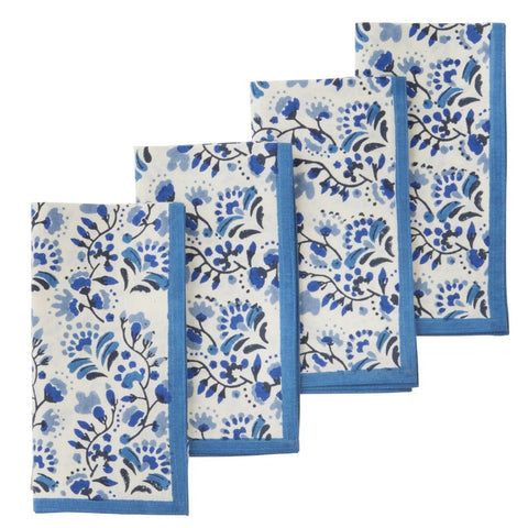 Hand Block Printed 'Marigold Riviera' Cotton Napkins Set of Four by Bungalow of Denmark