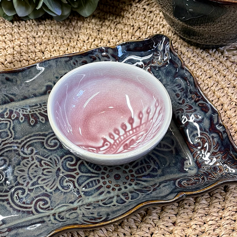 Arabesque 'Small Dip Bowl' glazed in 'Old Rose' by Sthal of Sweden